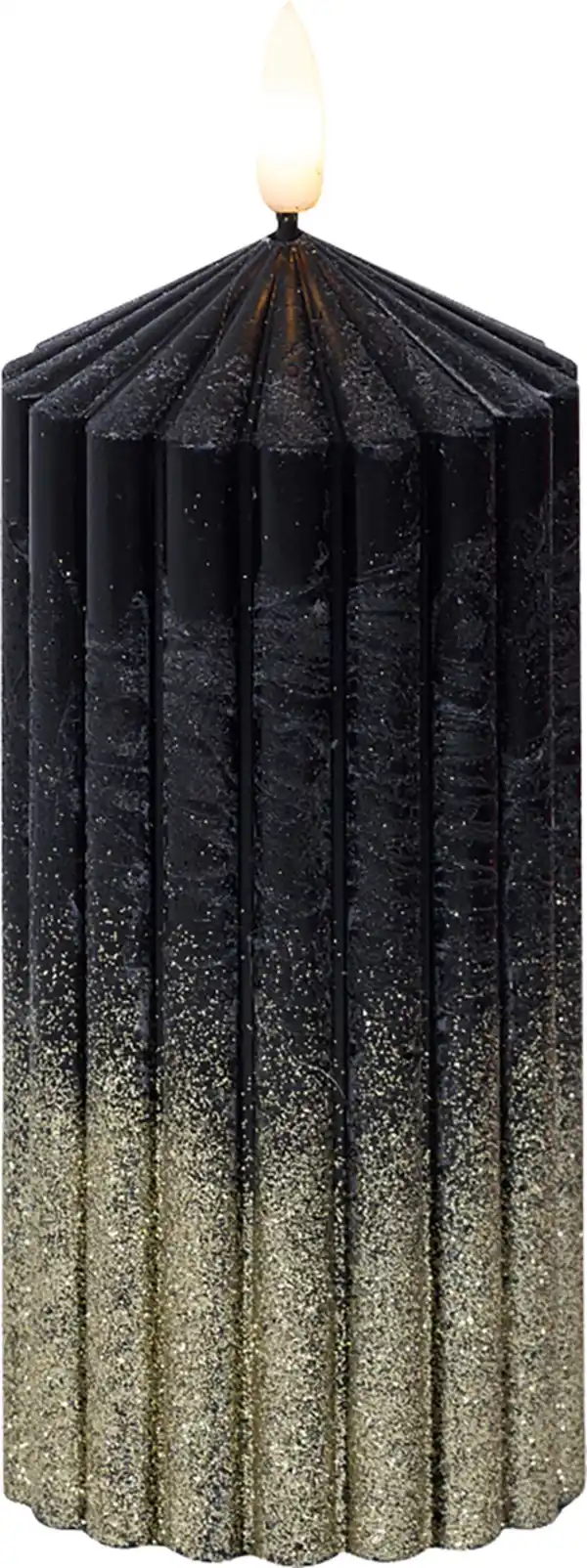 Bild 1 von Lumineo LED Kerze mit Timer schwarz gold Ø 7 x 15 cm warmweiß