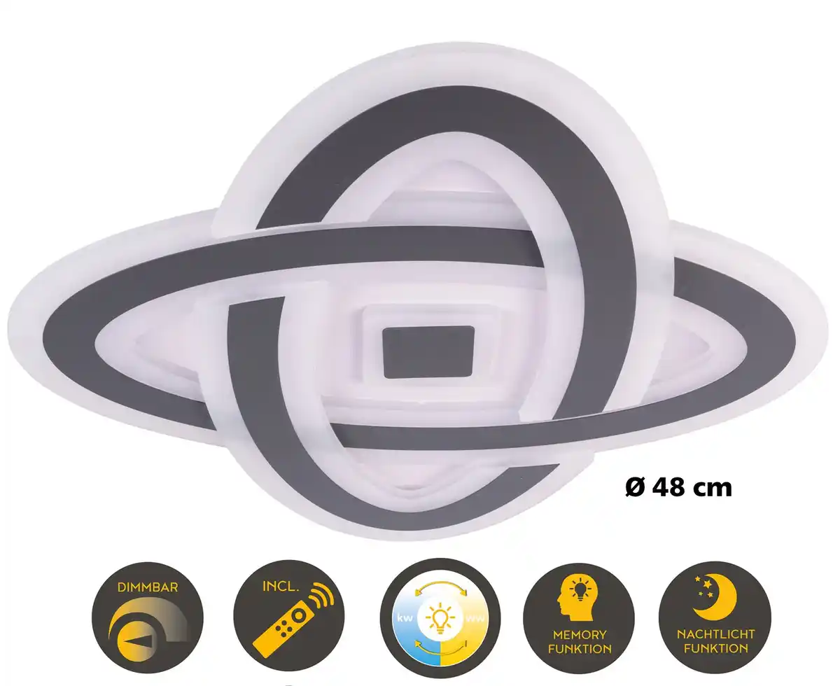 Bild 1 von Light & More LED Deckenlampe Venus 60W schwarz warmweiß-kaltweiß