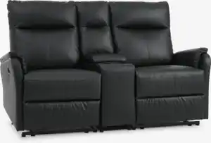 Sofa ABILDSKOV 2-Sitzer m/Konsole schwarz Kunstleder