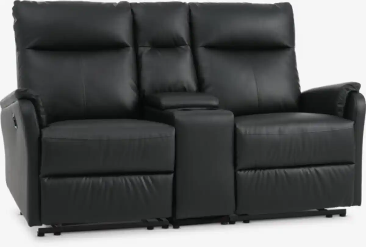 Bild 1 von Sofa ABILDSKOV 2-Sitzer m/Konsole schwarz Kunstleder