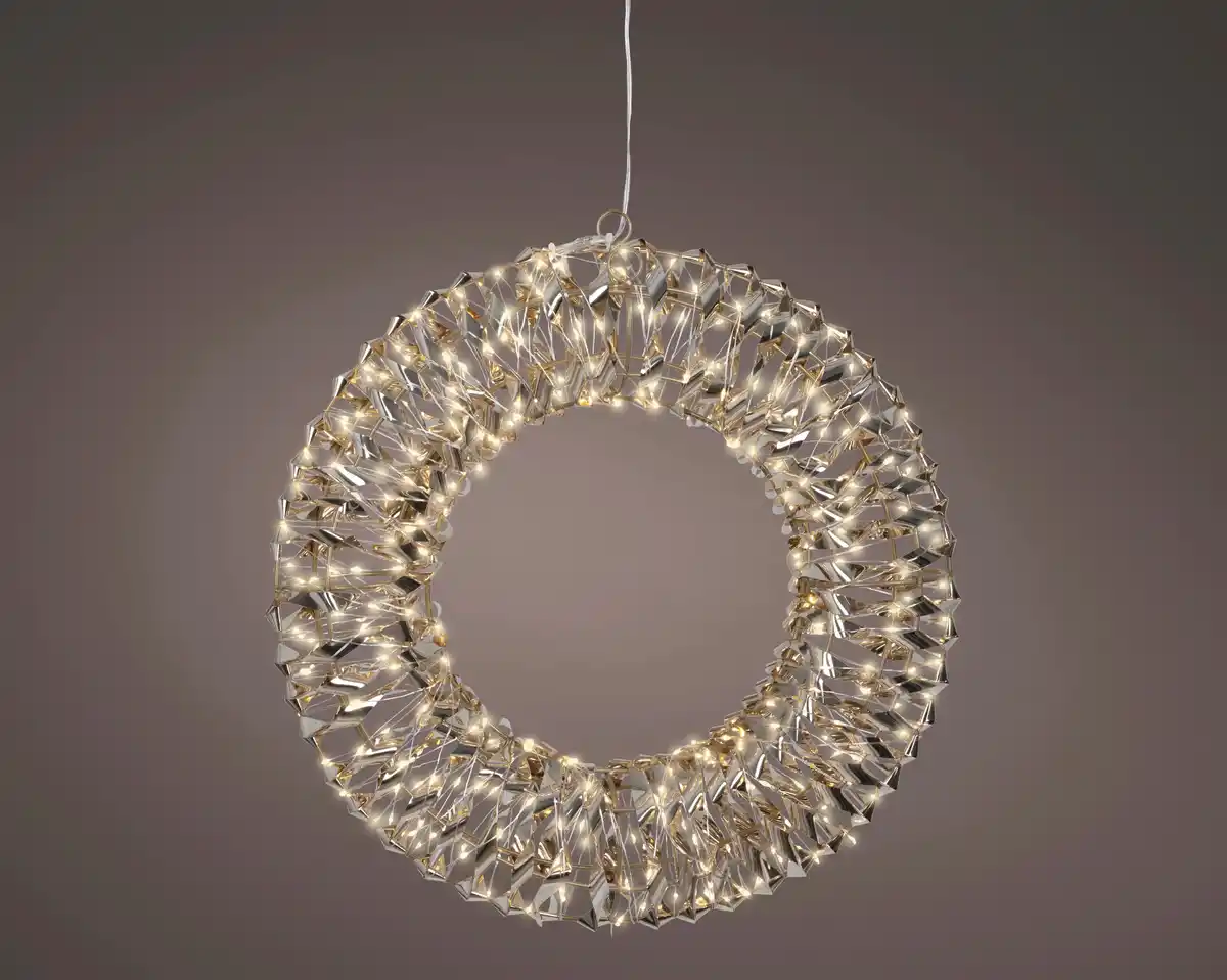 Bild 1 von Lumineo LED Kranz mit Timer Kunststoff Ø 38 cm warmweiß gold