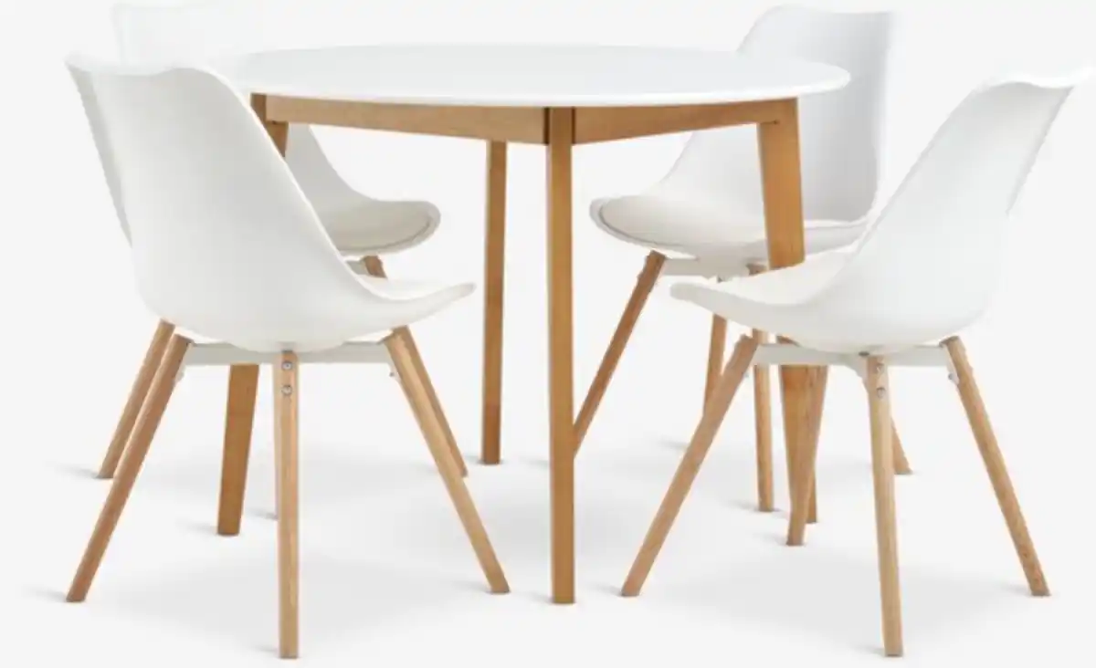 Bild 1 von JEGIND Ø105 Tisch weiß + 4 KASTRUP Stühle weiß