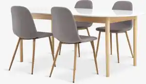 MARSTRAND L200/280 Tisch weiß + 4 JONSTRUP grau