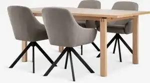 MEJLSKOV L180 Tisch n.eiche + 4 ROSTRUP Stühle sand/schwarz