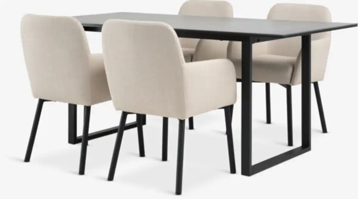 Bild 1 von MOSELUND L180 Tisch keramik + 4 SOTTRUP Stühle beige