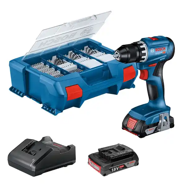Bild 1 von Bosch Professional Akku-Bohrschrauber GSR 18V-45 Set inkl. 82-teiligem Zubehör