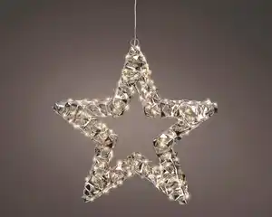 Lumineo LED Stern mit Timer Kunststoff Ø 38 cm warmweiß gold