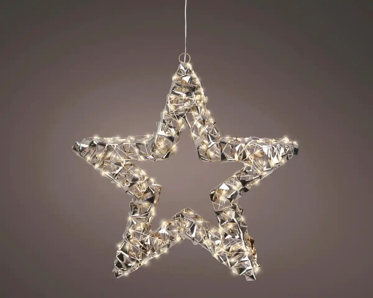 Bild 1 von Lumineo LED Stern mit Timer Kunststoff Ø 38 cm warmweiß gold