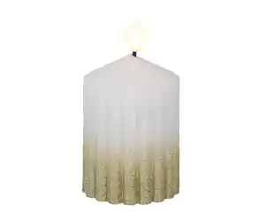 Lumineo LED Kerze warmweiß 10 x Ø 7 cm batteriebetrieben weiß/gold