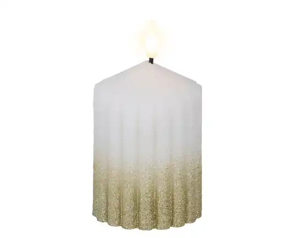 Bild 1 von Lumineo LED Kerze warmweiß 10 x Ø 7 cm batteriebetrieben weiß/gold