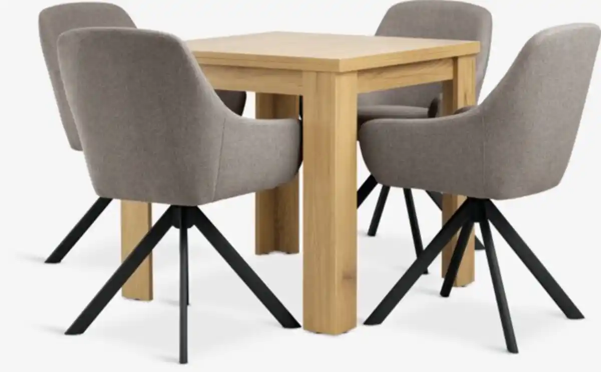 Bild 1 von JUNGEN L80/160 Tisch eiche warm + 4 ROSTRUP Stühle sand