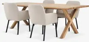 GRIBSKOV L230 Tisch n.eiche + 4 SOTTRUP Stühle beige/schwarz