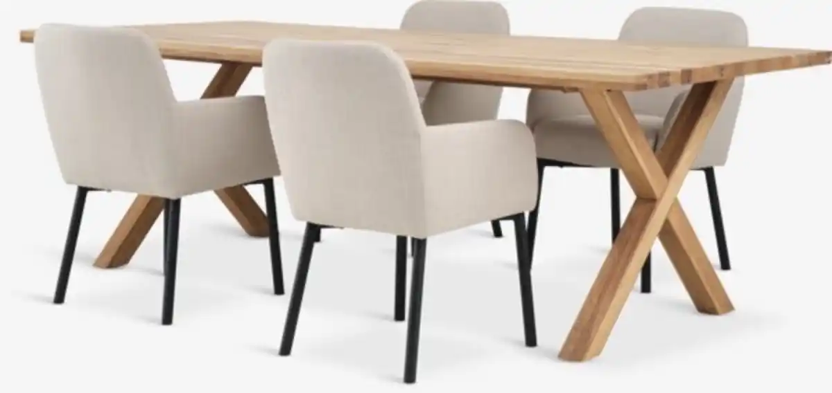 Bild 1 von GRIBSKOV L230 Tisch n.eiche + 4 SOTTRUP Stühle beige/schwarz