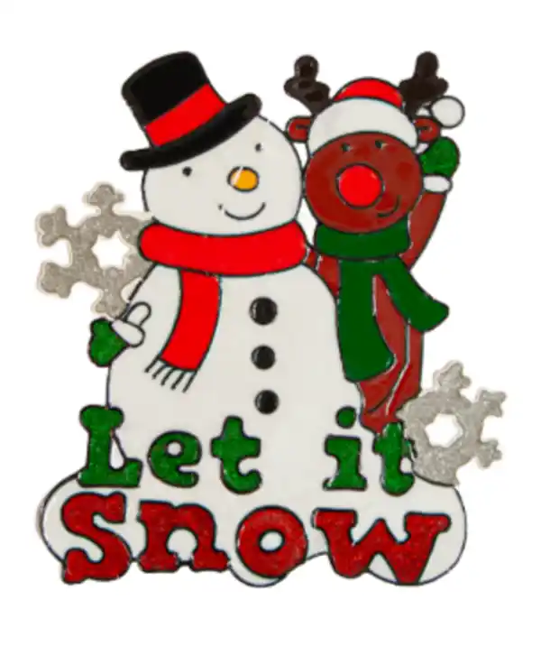 Bild 1 von Weihnachtliche Fensteraufkleber Schneemann mit Rentier