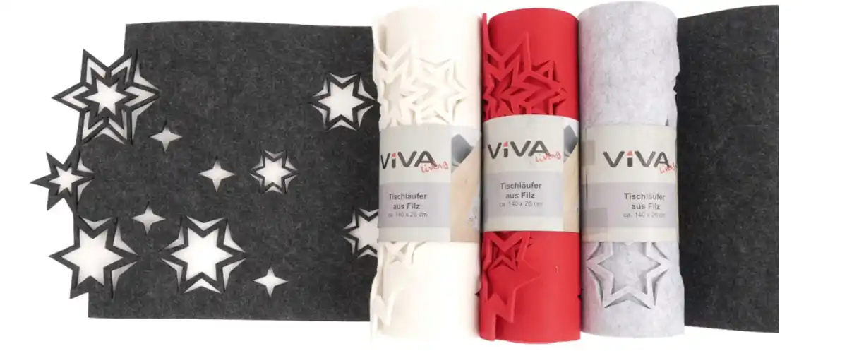Bild 1 von Tischläufer Filz "Sternennacht" 120x130cm div.Des, Farbe: Grau
