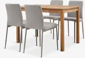 JEGERUP L115 Tisch eiche natur + 4 BRANDE Stühle beige