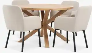 GRIBSKOV Ø120 Tisch n.eiche + 4 SOTTRUP Stühle beige/schwarz