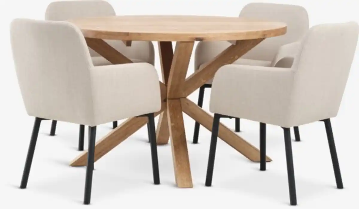 Bild 1 von GRIBSKOV Ø120 Tisch n.eiche + 4 SOTTRUP Stühle beige/schwarz