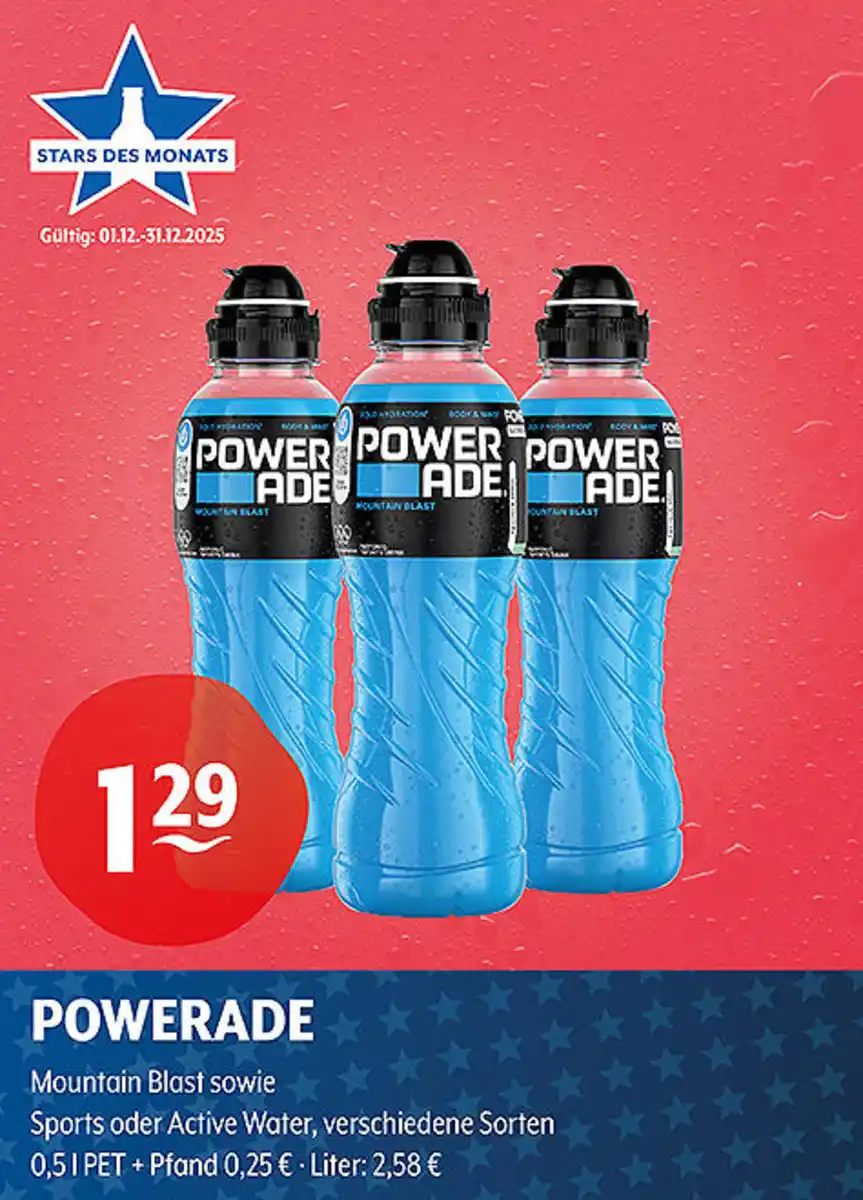 Bild 1 von POWERADE Mountain Blast sowie Sports oder Active Water verschiedene Sorten