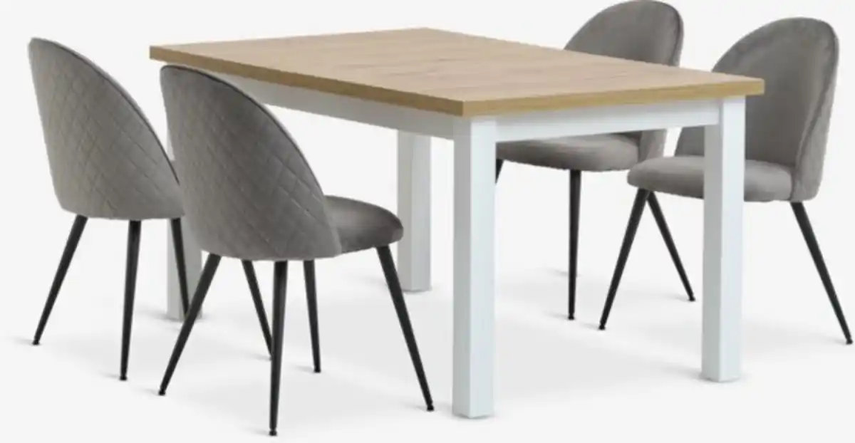 Bild 1 von MARKSKEL L150/193 Tisch wildeiche natur + 4 KOKKEDAL Samt