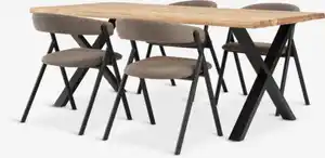 ROSLEV L200 Tisch n.eiche + 4 HINDEVAD Stühle hellbraun