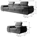Bild 4 von Polstergarnitur Miami 3-3-1 Samtstoff Grau Anthrazit mit Bett Kopfteilverstellung Bett Schlafsofa