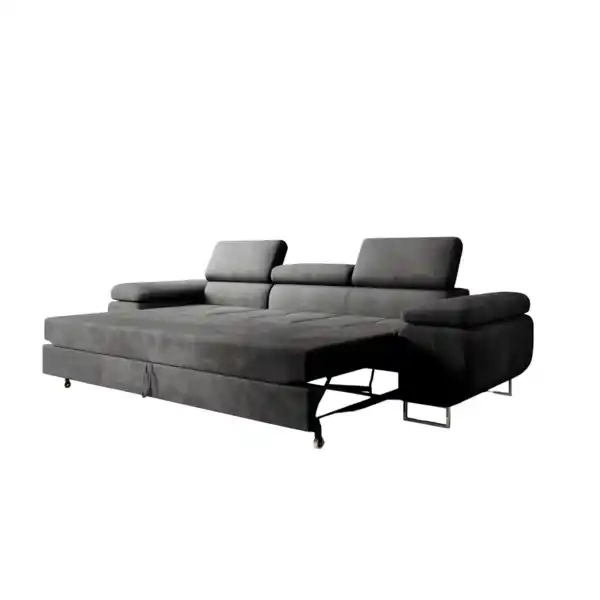 Bild 2 von Polstergarnitur Miami 3-3-1 Samtstoff Grau Anthrazit mit Bett Kopfteilverstellung Bett Schlafsofa