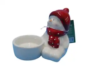Deko Teelichthalter novooo, Keramik, Schneemann, H10cm