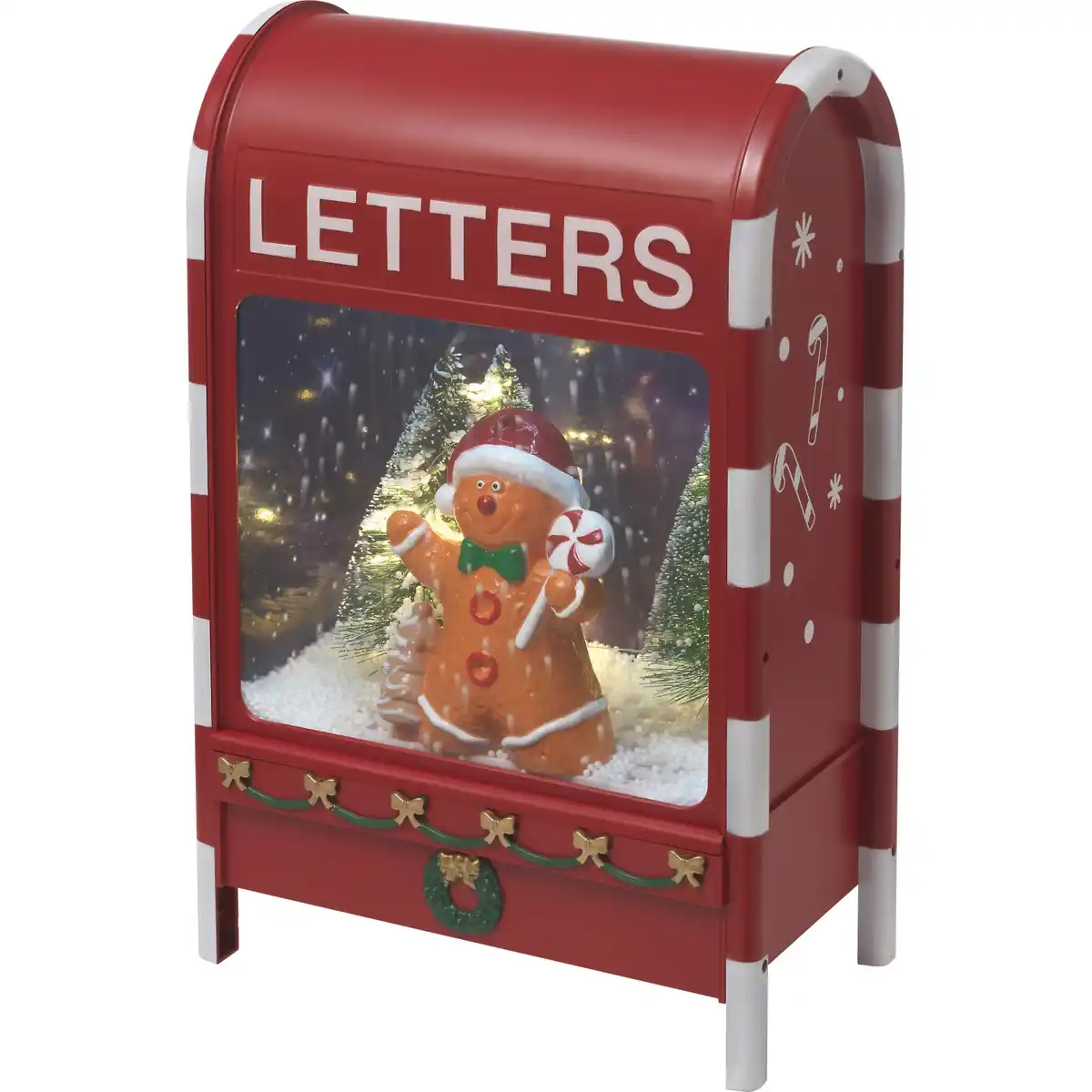Bild 1 von Spieluhr Briefkasten Lebkuchenmann mit LED-Beleuchtung 23 cm x 14,5 cm x 37 cm