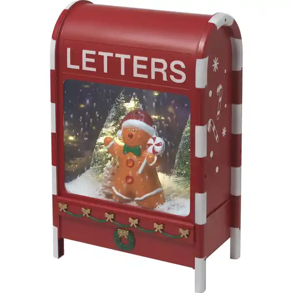 Bild 1 von Spieluhr Briefkasten Lebkuchenmann mit LED-Beleuchtung 23 cm x 14,5 cm x 37 cm