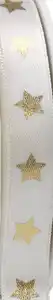 DEKOWELT Geschenkband Sterne weiß/gold, 4 m
