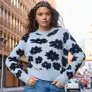 Bild 1 von Damen-Pullover mit Blumen-Jacquard-Muster