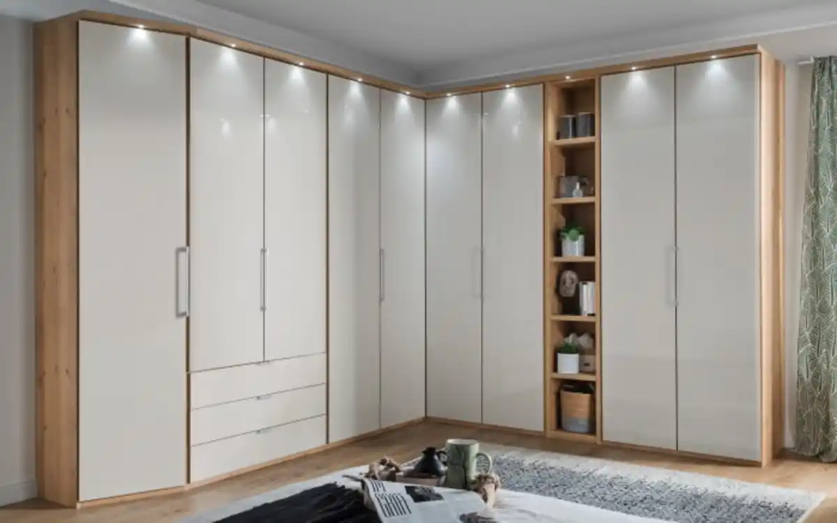 Bild 1 von Mondo - Schranksystem Clivo, Eiche Bianco Nachbildung/Glas champagner