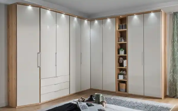 Bild 1 von Mondo - Schranksystem Clivo, Eiche Bianco Nachbildung/Glas champagner