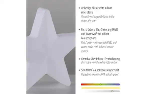 Bild 4 von Akku-Tischleuchte Star, weiß, 39,5 cm, inkl. RGBW Farbwechsler