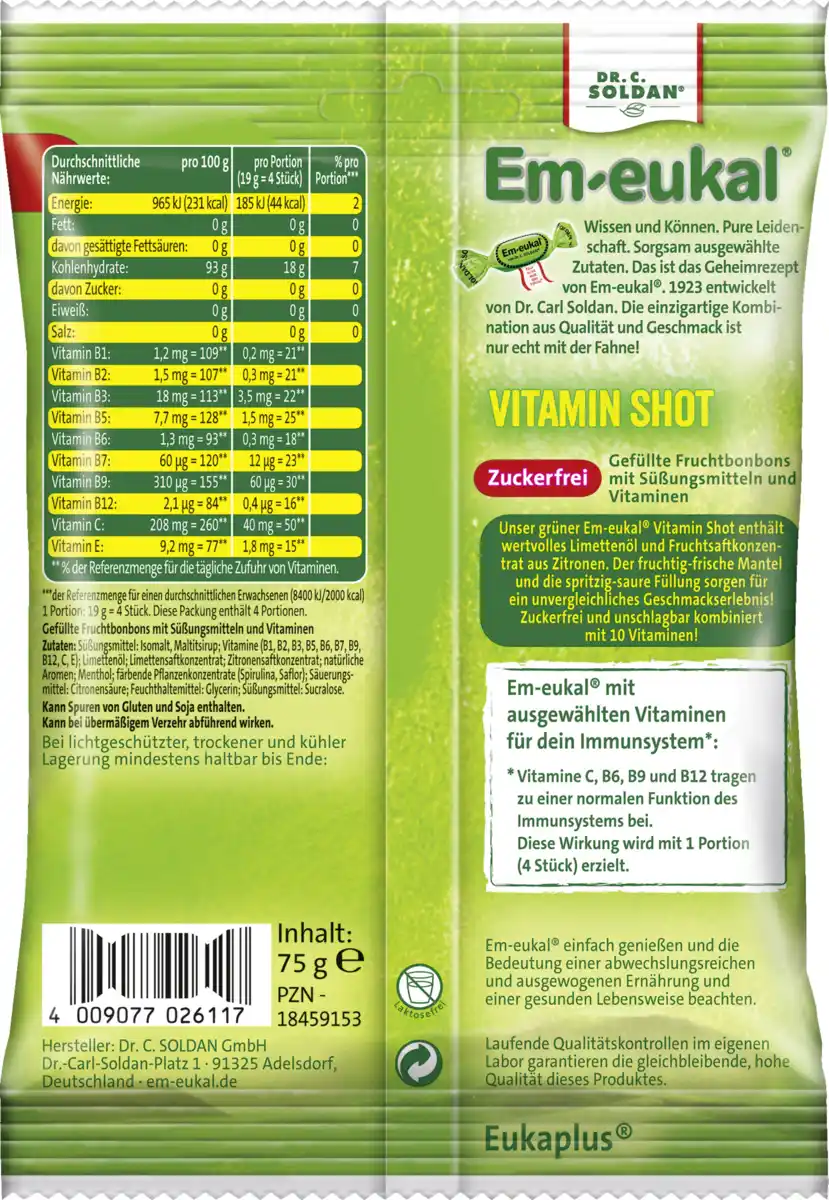 Bild 2 von Em-eukal Vitamin-Shot sauer gefüllt Fruchtbonbons, 75 g