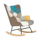 Bild 4 von Skandinavischer Schaukelstuhl CHESTER, Stoffbezug Patchwork - ca. 69 x 81 x 92,5 cm - Mehrfarbig