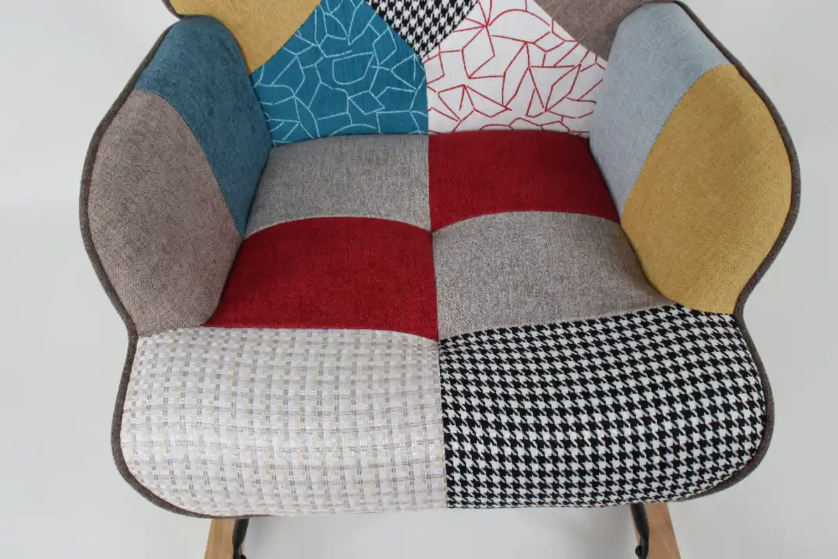 Bild 3 von Skandinavischer Schaukelstuhl CHESTER, Stoffbezug Patchwork - ca. 69 x 81 x 92,5 cm - Mehrfarbig