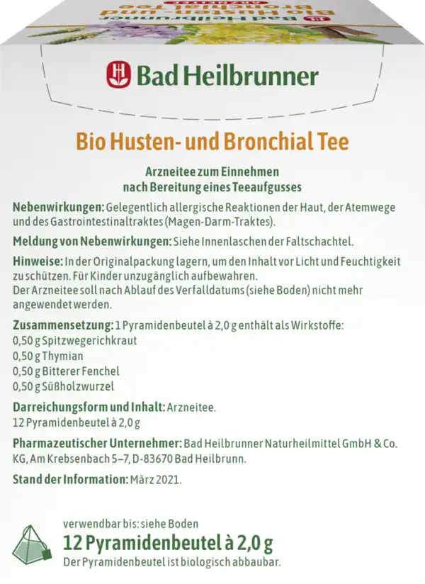 Bild 3 von Bad Heilbrunner Bio Husten- & Bronchial Tee, 24 g