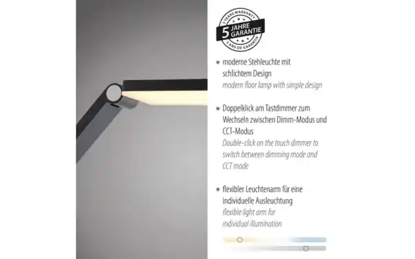 Bild 4 von LED-Stehleuchte Samsky, grau, inkl. CCT Funktion