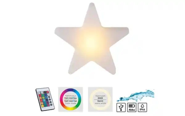Bild 2 von Akku-Tischleuchte Star, weiß, 39,5 cm, inkl. RGBW Farbwechsler