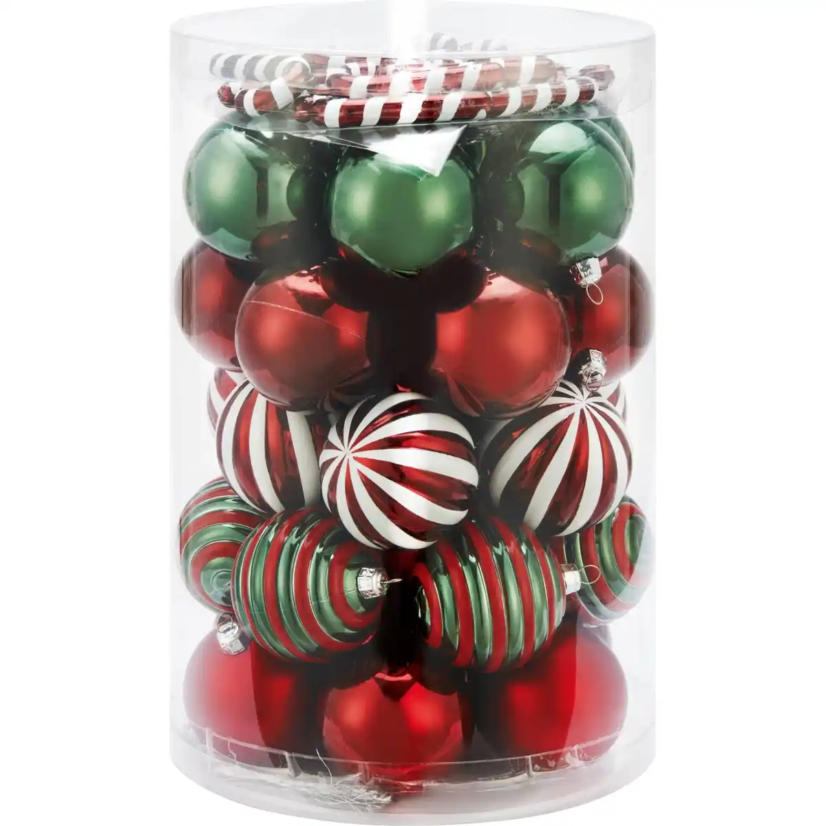 Bild 2 von Weihnachtskugel-Set Zuckerstange 50-teilig Dunkelrot-Dunkelgrün-Weiß