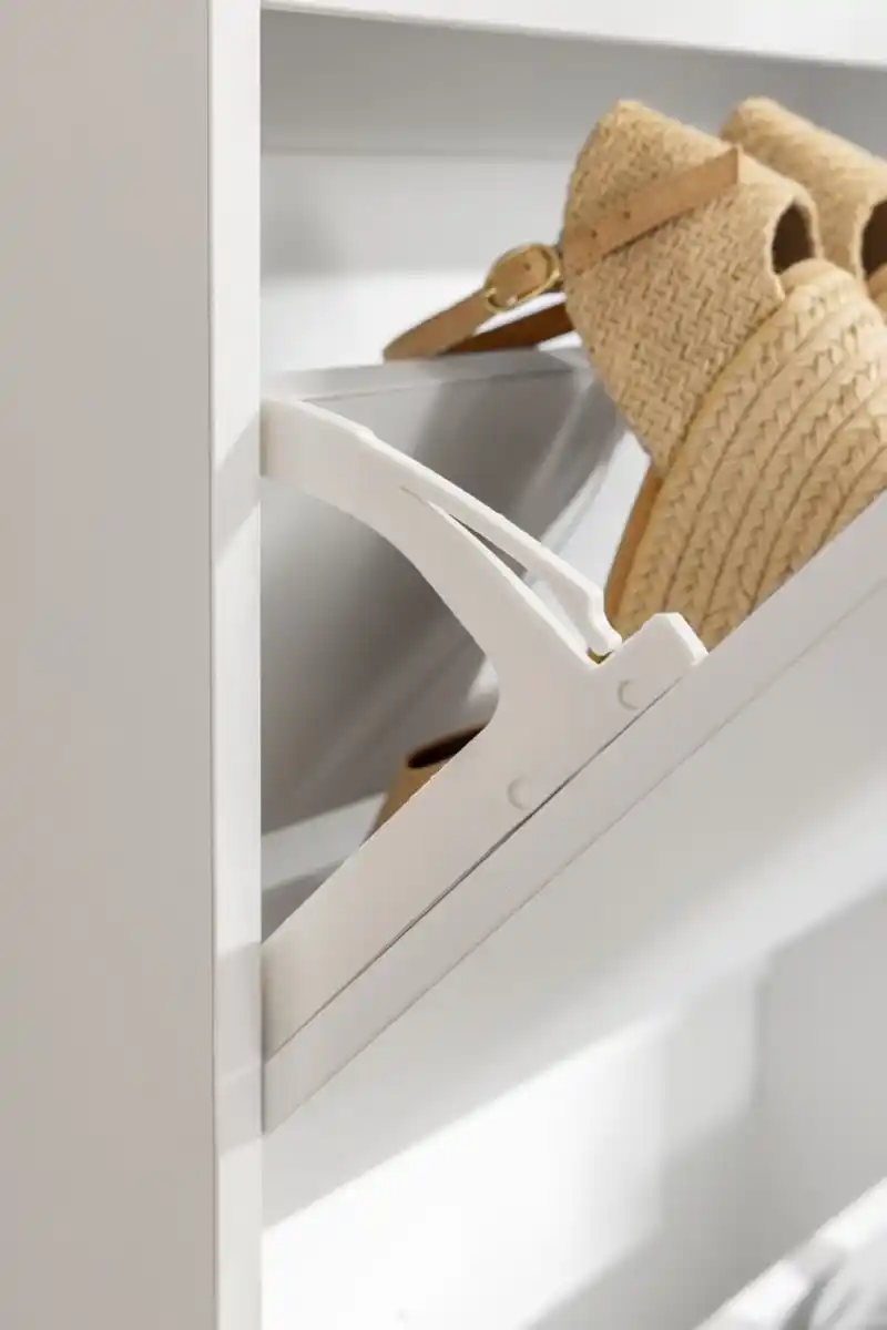 Bild 4 von Schuhschrank mit 3 Fächern - ca. 59x17x105cm - Weiß