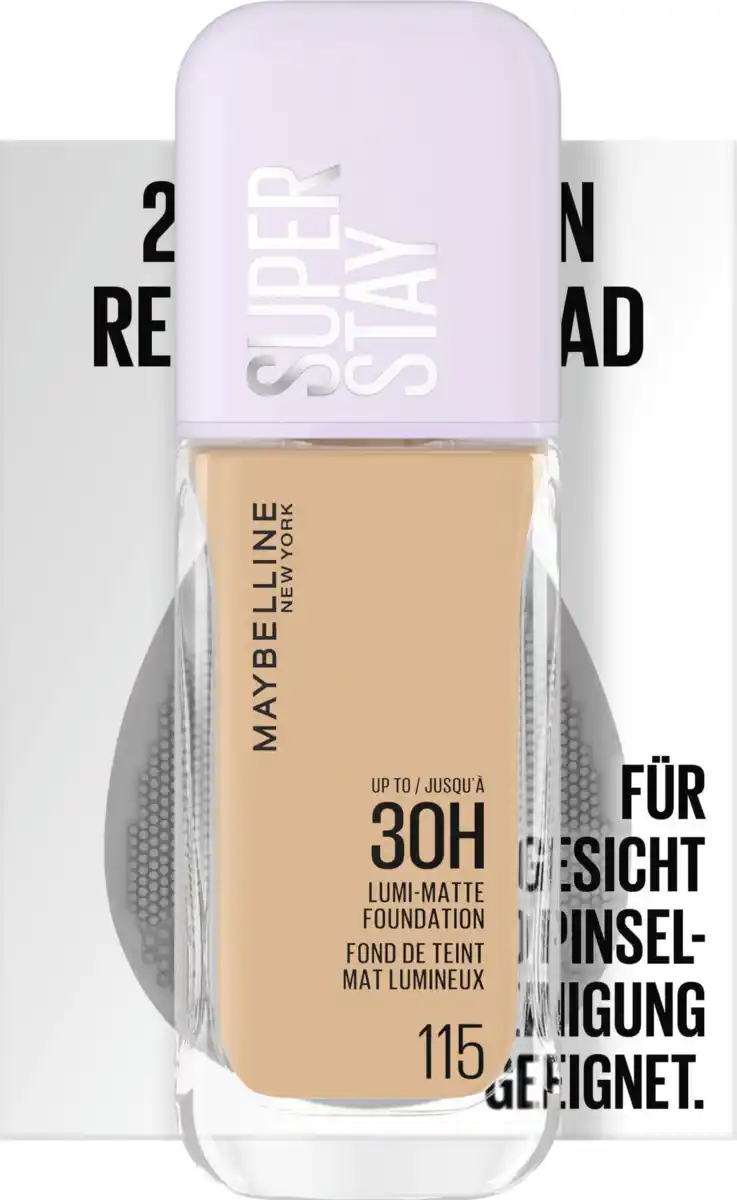 Bild 1 von Maybelline New York Super Stay Lumi Matte Foundation 115 + gratis Pinsel Reinigungspad