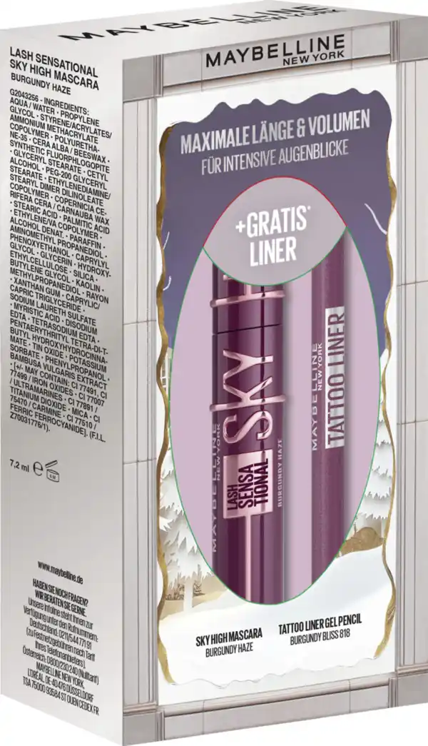 Bild 2 von Maybelline New York Xmax Coffret: Lash Sensational Sky High Burgundy Haze + Tattoo Liner Gel Pencil 818 Burgundy Bliss