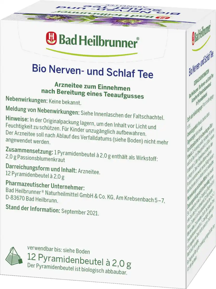 Bild 2 von Bad Heilbrunner Bio Nerven- und Schlaf Tee, 24 g