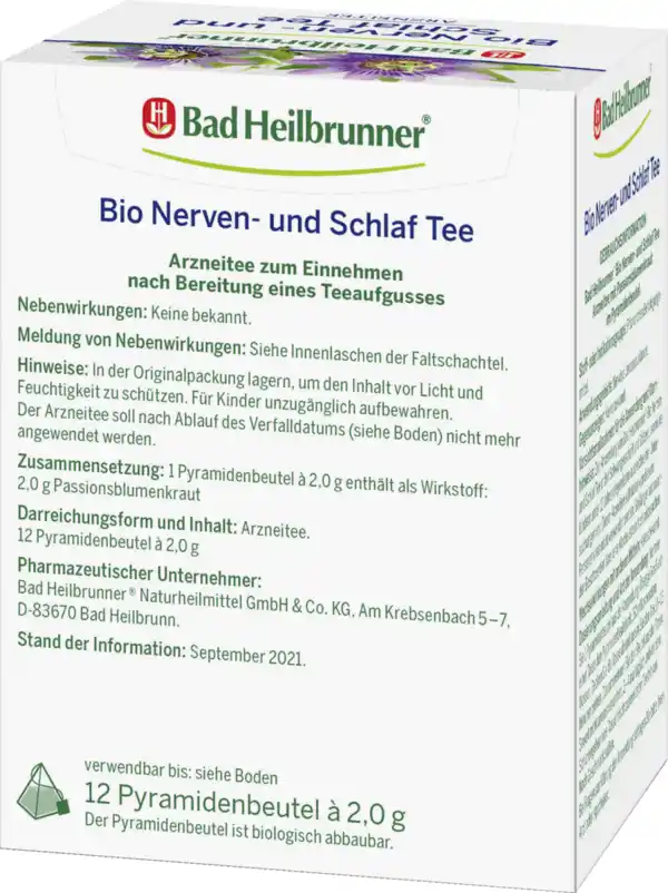 Bild 2 von Bad Heilbrunner Bio Nerven- und Schlaf Tee, 24 g