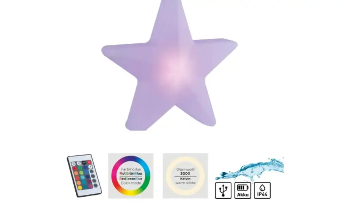 Bild 2 von Akku-Tischleuchte Star, weiß, 55 cm, inkl. RGBW Farbwechsler