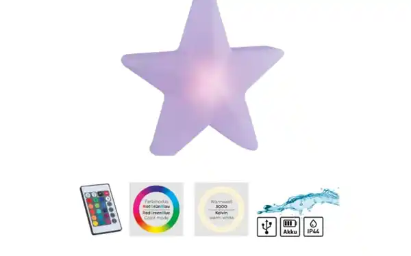 Bild 2 von Akku-Tischleuchte Star, weiß, 55 cm, inkl. RGBW Farbwechsler