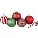 Bild 1 von Weihnachtskugel-Set Zuckerstange 50-teilig Dunkelrot-Dunkelgrün-Weiß